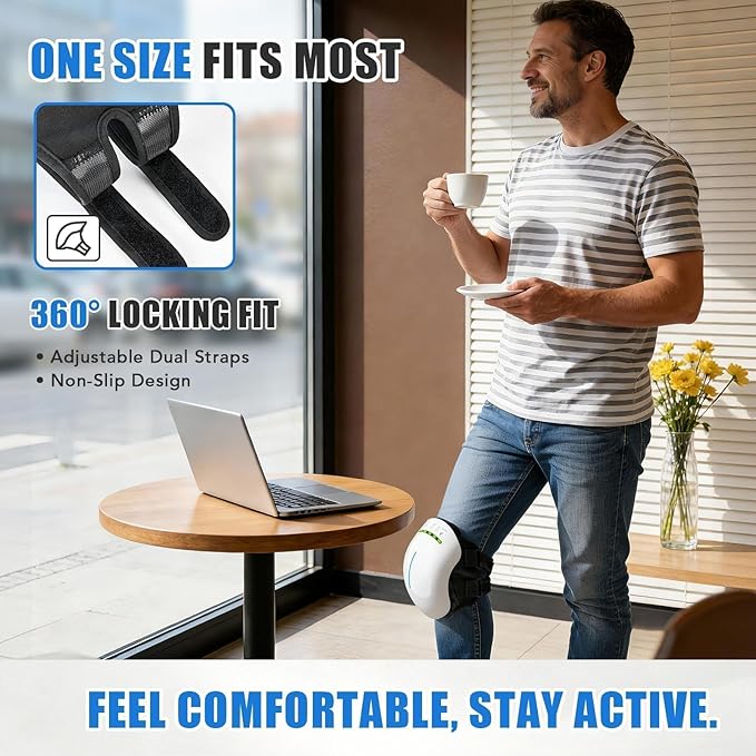 Knee Massager for Pain Relief with Heat and Red Light 5 Vibration Modes &amp 3 Heating Levels 4 Smart Modes 6 Silicone Kneading Nodes Ideal Gift for Men Women &amp Parents White