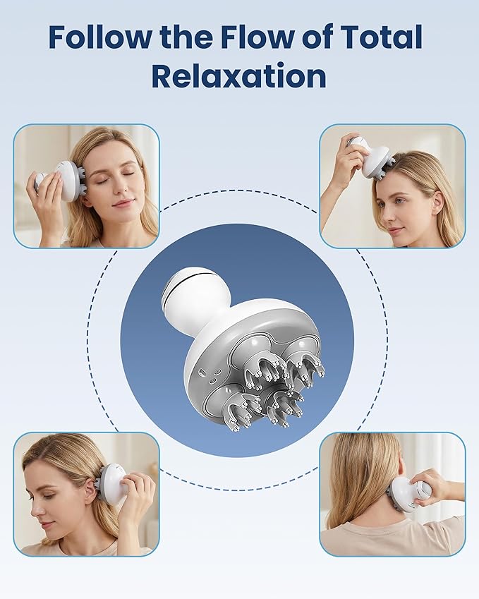 COMFIER Electric Cordless Hair Scalp Massager with Kneading 84 Massage Nodes Handheld Portable Head Scratcher Massager for Hair Growth Deep Clean and Stress Relax Gifts for Men Dad