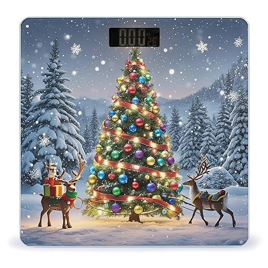 Digital Bathroom Scale for Body Weight Scale with Bright LCD Display High Accuracy Step-On Technology Auto On/Off Christmas Day Digital Scales 400 Lbs /180kg