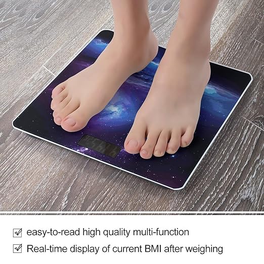 Galaxy Starry Sky Scale for Body Weight Highly Accurate Digital Bathroom Body Scale Digital Bathroom Scales for People Anti-Slip Large LCD Display Smart Scales
