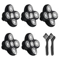 5 Replacement Heads for Universal Series Head Shaver Waterproof Blade Electric Bald Men Freedom Grooming Waterproof Razor Refills Rotary Heads Design + 2 Cleaning Brushes for Father Husband Partner
