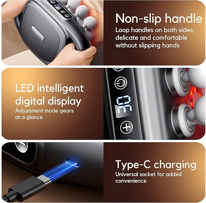 16 Head Massage Gun Deep Tissue - 2026 Upgraded 16-Drive Back Muscle Massager with 3 Modes &amp 30 Intensities Portable Muscle Massager for Buttocks Muscles Pain Relief Waist Back Neck