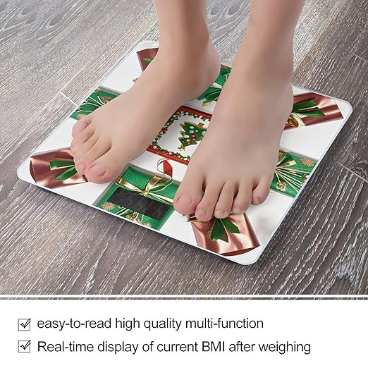 Christmas Gift Wrapping Scale for Body Weight Highly Accurate Digital Bathroom Body Scale Digital Bathroom Scales for People Anti-Slip Large LCD Display Smart Scales