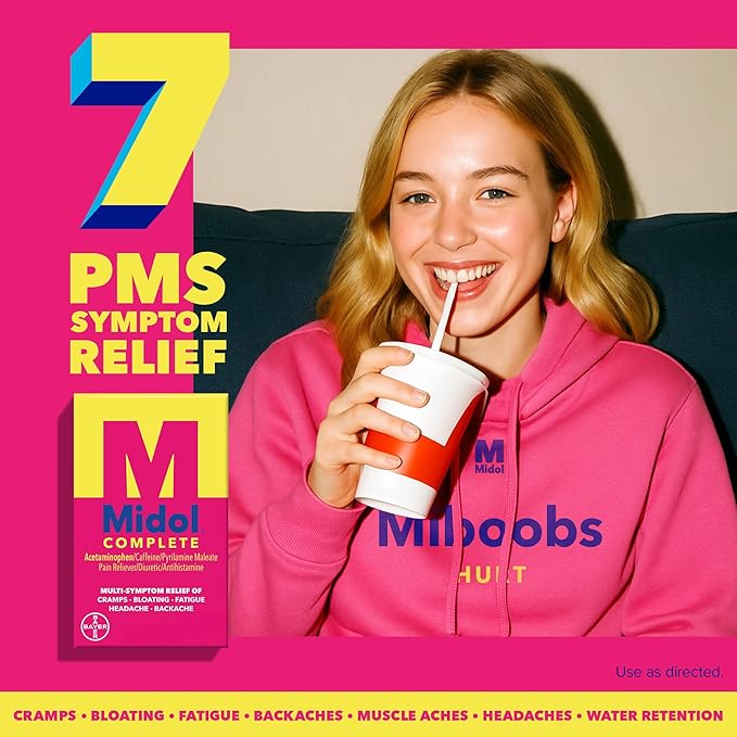 Midol Complete Menstrual Pain Relief Caplets with Acetaminophen for Period Cramps and Menstrual Symptom Relief - 40 Count (Pack of 3) (Packaging May Vary)