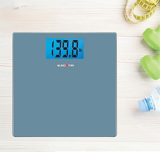 EUROSTAR Digital Glass Bathroom Scale Spa Blue