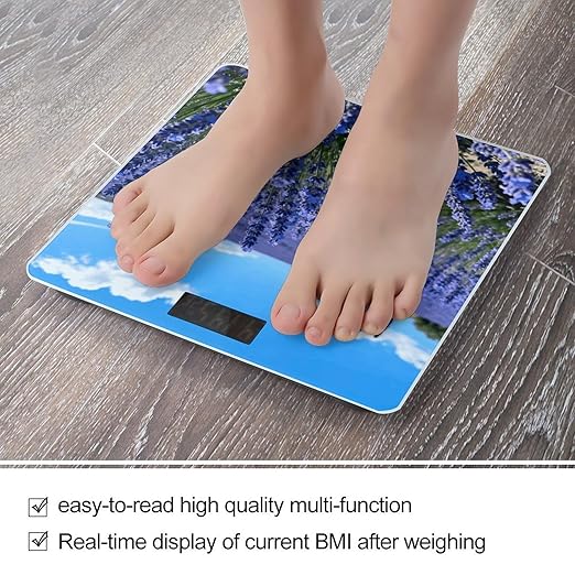 Lavender Smart Scale for Body Weight Digital Bathroom Scale Toughened Glass Weight Scale with Large LCD Backlight Display High Precision Scales Weighing Machine