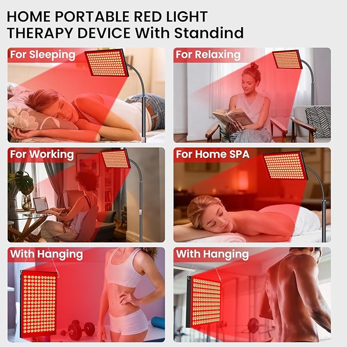 SAVlLER® Red Light Therapy for Face and Body Red Infrared Light Therapy Lamp Panel with Stand LED660nm Deed Red Light and 850nm Near Infrared Redlight Device at Home for Shoulder Back Joint