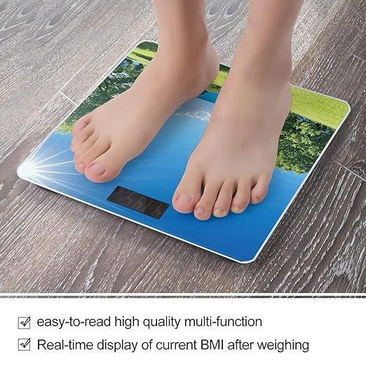 Lawn in The Sun Digital Bathroom Scale for Body Weight Weighing Scale with Backlit LCD Display High Precision Measurements &amp Measures Weight Up to 180kg