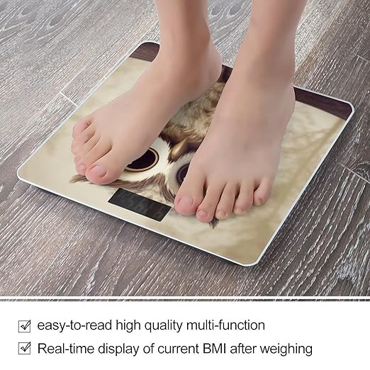 Cute Owl Weight Scale for Body Weight Digital Bathroom Scale High Capacity Accurate Digital Weighing Scales and Easy-to-Read on Backlit LCD Display Scales