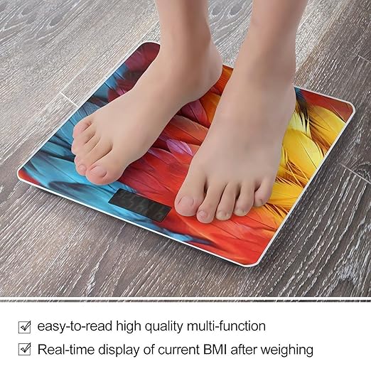 Fantastic Parrot Feather Bathroom Scale Large LCD Backlight Display Digital Scale Rounded Corners Body Scales Automatic Power On/Off Bathroom Scales for Home Bedrooms