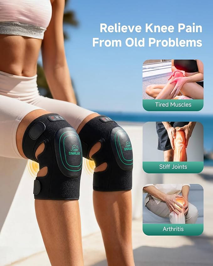 Cordless Knee Massager with Heat 360°All-around Vibration Graphene Heating Pad for Knee Rechargeable Multi Modes Large-size Range for Athletes Housewives Elders Gifts for Men Women Home Office Use