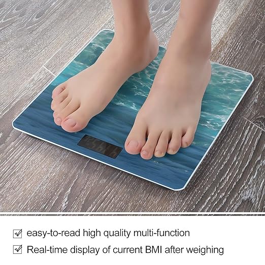 The Deep Blue Sea Weight Scale Digital Electronic Scales Bathroom Scale Larg LCD Backlight Display High Precision MeasurementsTempered Glass