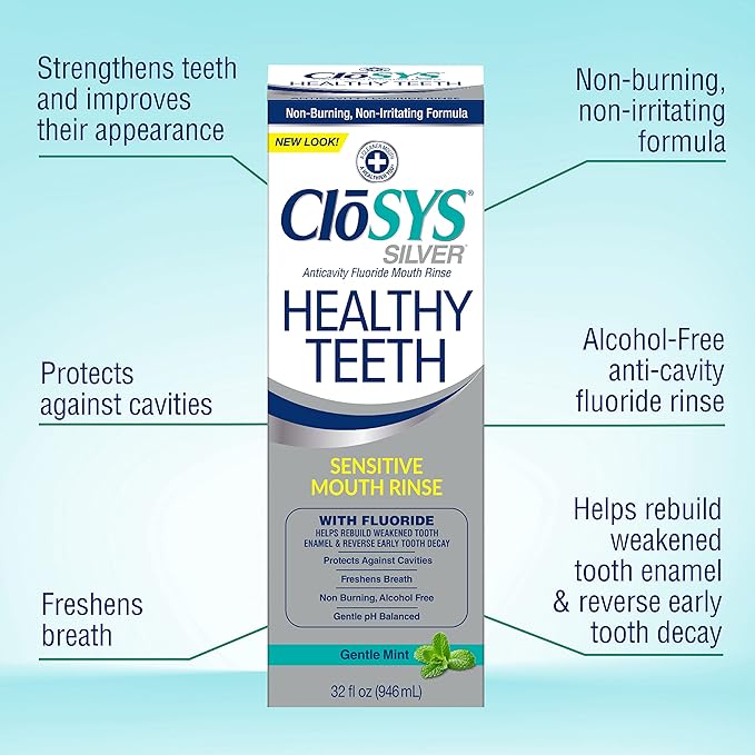 CloSYS Healthy Gums Oral Rinse Mouthwash - 32 Fl Oz &amp Healthy Teeth Oral Rinse Mouthwash - 32 Fl Oz