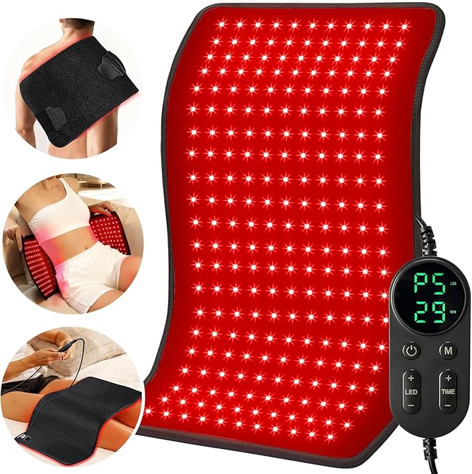 Ezona Red Light Therapy Pad for Body Pain 24 x 12 inch Large Infrared Light Therapy with 660/ 850nm for Back Relief High-Output 242 LEDs Light with Remote Control for Shoulder Waist Knee Muscle