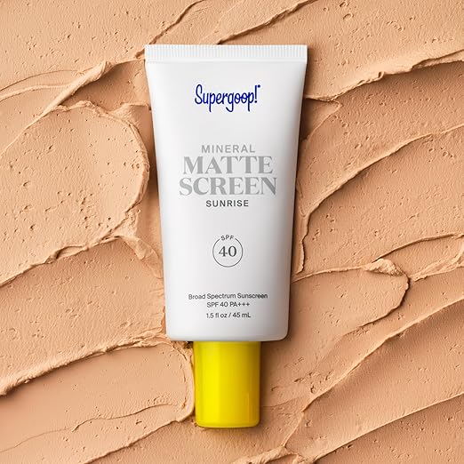 Supergoop! Mineral Mattescreen (SPF 40) - 100% Mineral Oil-Free Broad Spectrum Sunscreen - Smooths Skin’s Appearance Minimizes Pores &amp Controls Shine - Water &amp Sweat Resistant