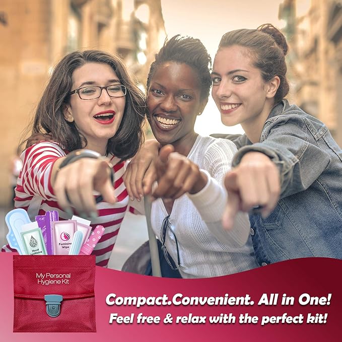 Purple Style Menstrual Kit All-in-One 10 Pack | Convenience on The Go | Period Kit Pack for Travelling Tweens &amp Teenagers or just When You’re Out | Individually Wrapped Feminine Hygiene Product
