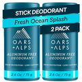 Oars + Alps Aluminum Free Deodorant for Men | Long Lasting Odor Protection Clear &amp Free of White Residue Anti-Chafing Smooth Glide Dermatologist Tested Fresh Ocean Splash 2pk 2.6oz