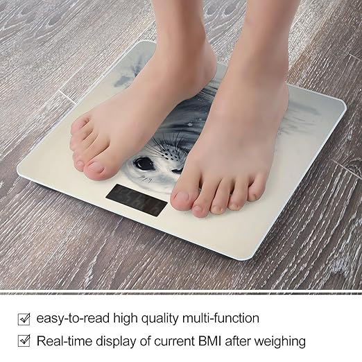 Harp Seal Painting Scale for Body Weight Highly Accurate Digital Bathroom Scale Sturdy Tempered Glass Weighing Scales with LCD Display Fashion Body Fat Smart Scales 400lb