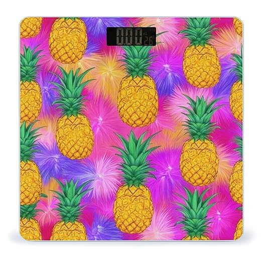 Digital Bathroom Weighing Scale Energy Saving Scale Smart Scale for Body Weight Tropical Pineapples Palm Leaves