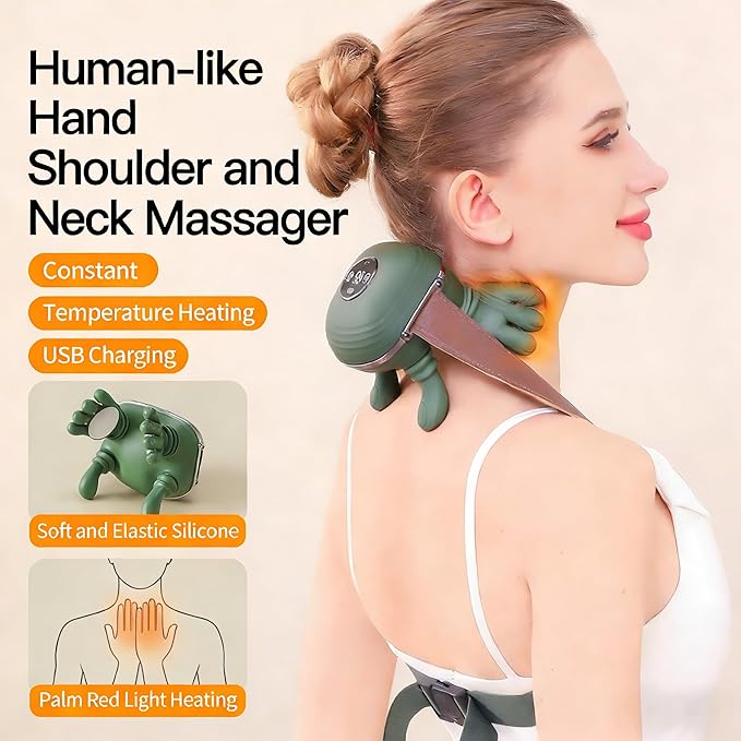 Neck Massager with Heat Neck Massager for Pain Relief Deep Tissue with 3 Modes Cordless Massager for Home Office Travel Neck and Shoulder Massager