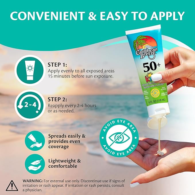 Reef Friendly Kids Sunscreen SPF 50 Mango Lime Scent Body Lotion Rich in Anti-Oxidants Water Resistant Up to 80 Minutes Broad Spectrum 4 oz 2 Pack