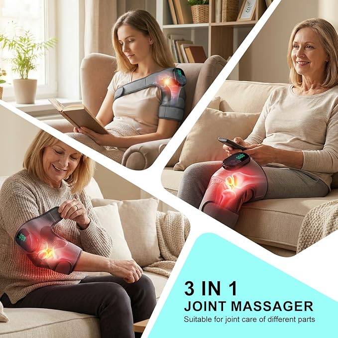 GALAX PRO Knee Electric Massager with Heat Cordless Heated Knee Massage for Pain Relief with 3 Heating Levels 6 Vibration Modes LED Screen &amp Adjustable Strap