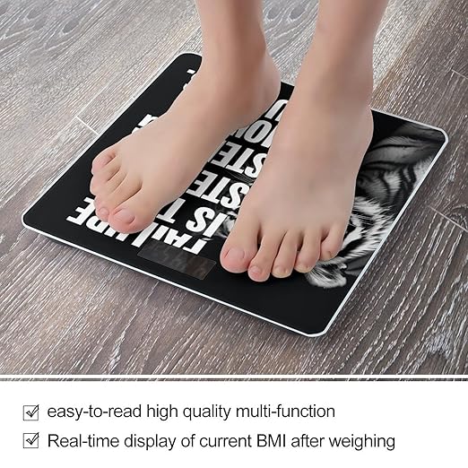 Wildlife Tiger Motivational Quotes Weight Scale Large Digital Bathroom Scales with Bright LED Display Non Slip Digital Scale and Step On Fashion Weighing Machine for Body