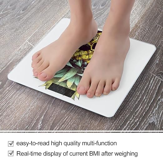 Cool Skull Pineapple Scale for Body Weight Precision Bathroom Weighing Scales with Back Lit LCD Display Sturdy Tempered Glass Body Weight Scales Digital Bathroom Scale 400lb