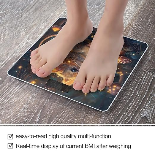 Little Mouse in The Forests Digital Bathroom Scale for Body Weight Lighted LCD Display Round Corner