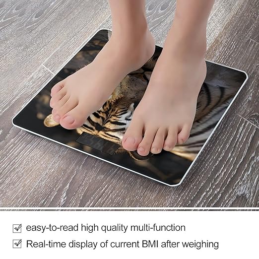 Digital Bathroom Scale for Body Weight Scale with Bright LCD Display High Accuracy Step-On Technology Auto On/Off Animal Tiger Digital Scales 400 Lbs /180kg