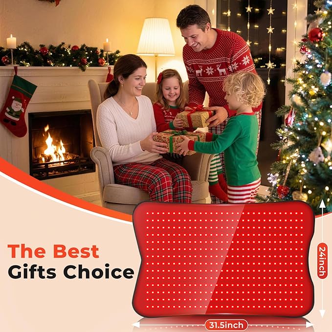 Red Light Therapy Mat for Body 31.5''×24'' Red Light Pad 660nm&amp850nm Red Light Wrap with 420 LEDs Timer Remote for Muscle Relaxation &ampSkin Care Suit for Back Neck Shoulder Waist Full