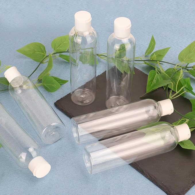 25 Pack 8 oz Plastic Bottles with White Top Caps Clear Empty Bottles Cosmetic Containers for Lotion and Shampoo Cream Travel-Friendly Bottles BPA-Free for Liquids and Personal Care