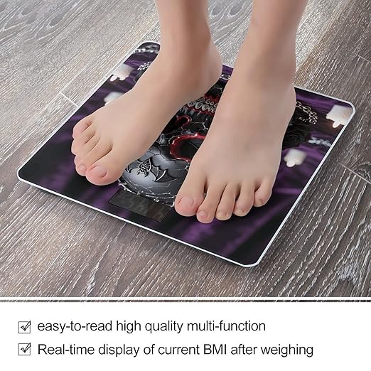 Sugar Skulls Print Scale for Body Weight Sturdy Tempered Glass Weighing Scales with LCD Display Accurate Digital Bathroom Scale Convenient Body Fat Smart Scales Easy Read