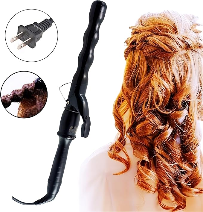 Bubble Curling Wand 1.25 inch 32mm Beach Wave Curler with LCD Display Ceramic Crimping Iron for Long Hair