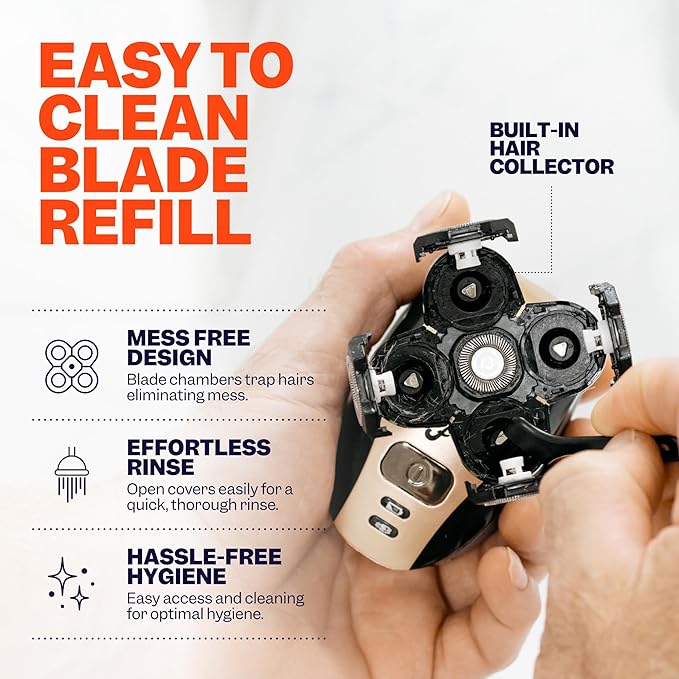 Freebird FlexSeries™ Shaver and Blade - Fast Smooth Water-Resistant Electric Head Shaver with 5 Flexible Blades USB Rechargeable Ideal for Bald Men and Women