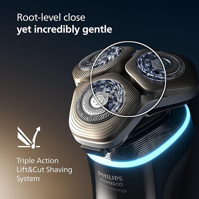 Philips Norelco Shaver i9000 Prestige Ultra Wet &amp Dry Electric Shaver White Gold SenseIQ Pro Technology Triple Lift &amp Cut System 360 Rotating NanoTech Precision Blades Beard Styler XP94