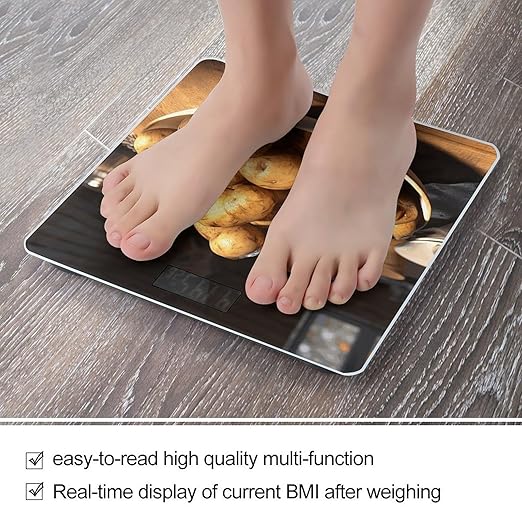 Some Dried Potatoes Scale for Body Weight Precision Bathroom Weighing Scales with Back Lit LCD Display Sturdy Tempered Glass Body Weight Scales Digital Bathroom Scale 400lb