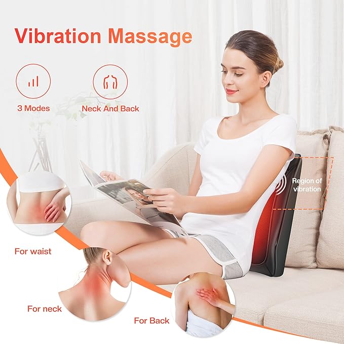 COMFIER Back Neck Massager Bundle Shiatsu Neck and Shoulder Massager with Heat 3D Kneading Massagers for Back and Neck 10 Vibration Motors Seat Warmer Massage Chair Pad for Back Ideal Gifts for Wome