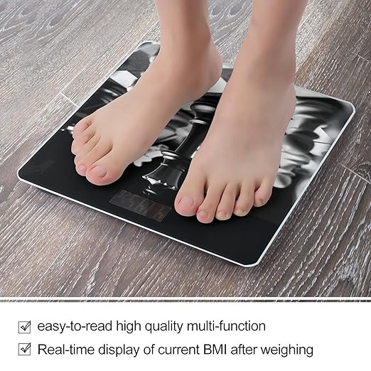 Digital Bathroom Scale for Body Weight Scale with Bright LCD Display High Accuracy Step-On Technology Auto On/Off Black and White Chess Digital Scales 400 Lbs /180kg