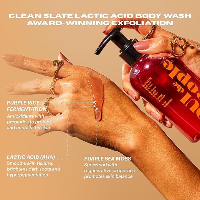 OUI the People CLEAN SLATE Lactic Acid Body Wash AHA Body Wash Glycolic &amp Lactic Acid Serum &amp Face Cleanser Gentle Exfoliation &amp Face Moisturizer for Smoother Texture and Even Skin Tone