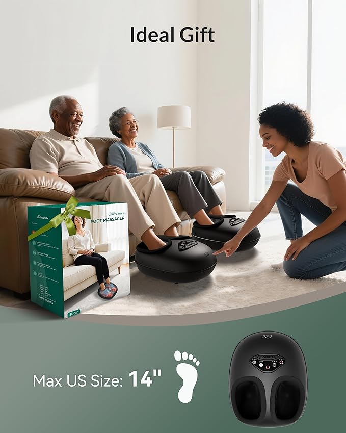 Snailax Shiatsu Foot Massager with Heat Deep Kneading Rolling Compression Feet Massager for Plantar Fasciitis Neuropathy 3 Heating Levels3 Timer Option Fits Size up to 14“ Gifts for MenWomen