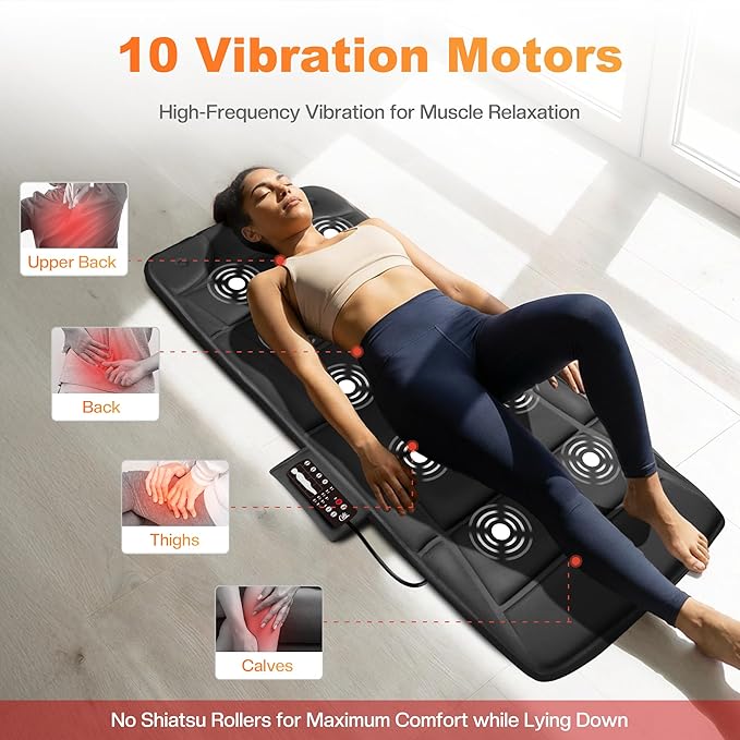 CILI Full Body Massage Mat with Heat Vibration Back Massage Pad Full Body Massager for Bed Chair Sofa Massage Mattress Pad