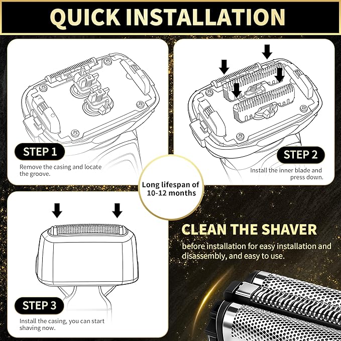 ES9013 Replacement Blades and Foil Compatible with Panasonic ARC3 Electric Razor for MenOuter Foil and Inner Blade Set WES9013PC 3-Blade shavers ES-LL41-K ES81035 (2-Pack)