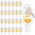 Leelosp 30 Pcs Here Comes The Son Baby Shower Mini Sunscreen with Carabiner Bulk Travel Size 1 Fl. Oz. SPF 30 Water Resistant Mini Lotion Boho Retro Baby Boy Shower Favors Birthday Party Supplies