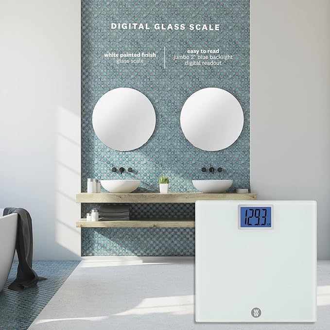 Weight Watchers Scales by Conair Scale for Body Weight Digital Bathroom Scale in White