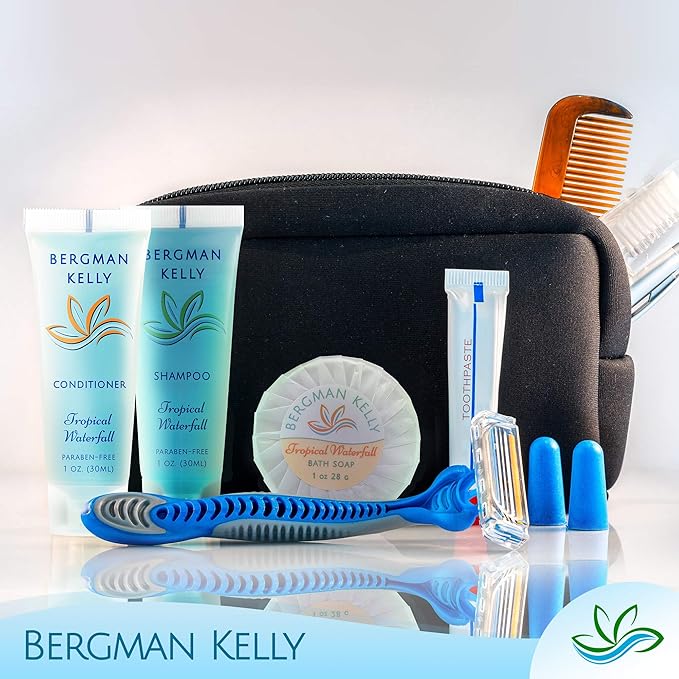 BERGMAN KELLY Travel Size Body Wash (1 fl oz 100 PK Tropical Waterfall) Delight Your Guests with an Invigorating and Refreshing Hotel Body Wash Mini and Small Size Guest Hotel Toiletries in Bulk