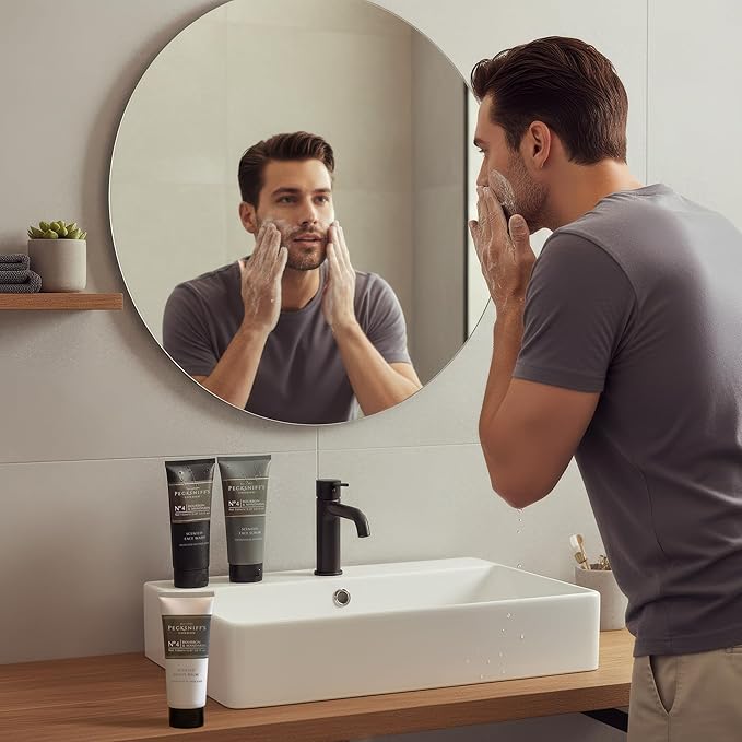 Pecksniff’s Men’s Trio Face Collection – Bourbon &amp Mandarin – Face Wash Face Scrub &amp Shave Balm Gift Set 3 x 75ml