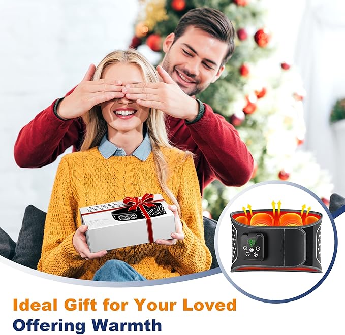 Lower Back Massager with Heat Cordless Back Heating Pad with 4 Heat Levels 3 Vibration Modes &amp Air Compression Pain Relief Gifts for Women Men Mom &amp Dad