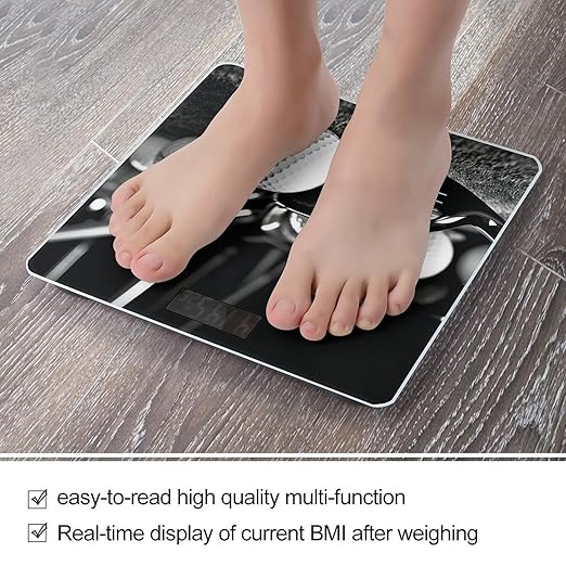 Black and White Golf Bathroom Scale Rounded Smart Scale for Body Weight Automatic Power On/Off Weight Scales Accurate Bathroom Digital Scales for Pet Home Bedroom Kitchen