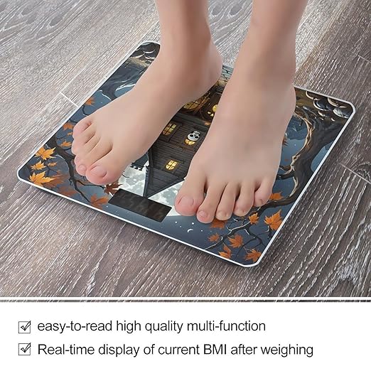 Skull Castle Bathroom Scale for Body Weight Bathroom Weighing Scales with Back Lit LED Display Sturdy Tempered Glass Body Weight Bathroom Scale 400lb Weighing
